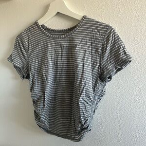 Lululemon Grey White Striped Cinched Crop Top Size 6